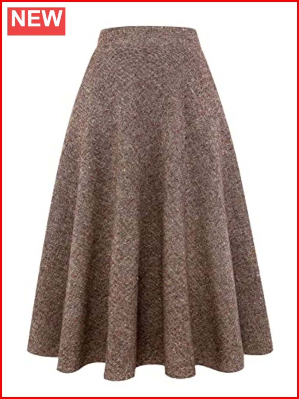 Plaid Wool Blend A-Line Flared Pleated Maxi Skirt High Waist Winter